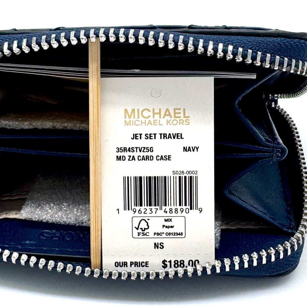 Michael Kors Medium ZA Card Case Wallet Navy Blue Multi - Picture 8 of 8